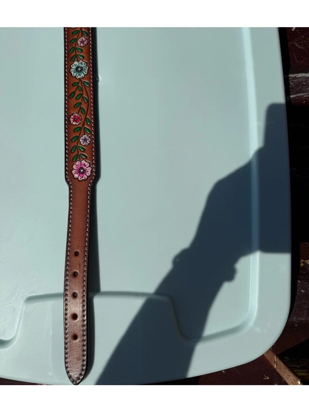 🔱Weavers Hand Panted Floral Detailed Tooled Leather Buckle Dog Collar